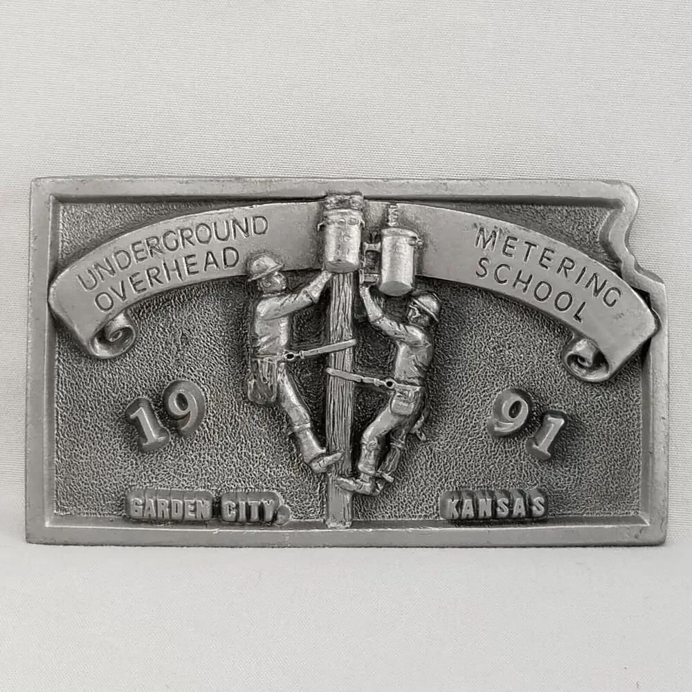 Vintage Belt Buckle 1991 Underground Overhead Metering School Garden City Kansas